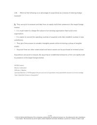 International Business Chapter 13 6 Which The Following Advantage Acquisitions Means