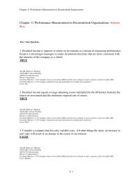 Chapter 11 1 Residual Income Better Measure For Performance