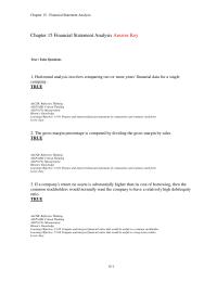 Chapter 15 1 Horizontal analysis involves comparing two or more l