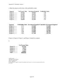Appendix B 4 Appendix Profitability Analysis Rank The Projects The
