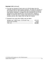 Chapter 2 Homework&nbsp;than the&nbsp;estimate provided by least-squares regression
