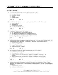 Chapter 5 A random variable that can assume only a finite number of values