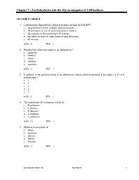 Chapter 7 Carbohydrate characteristic chemical features include