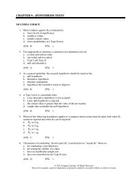 Chapter 9 Two approaches to drawing a conclusion in a hypothesis test area