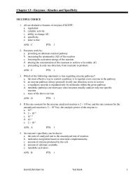 Chapter 13 How do catalysts work to accelerate a chemical