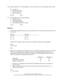 Chapter 10 Independent random samples taken on two university campuses&nbsp;