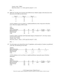 Chapter 10 Eight observations were selected from each of 3 populations
