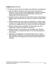 Chapter 6 Homework Northern Europe has a poor sales mix; apparently it is selling