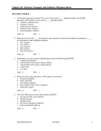Chapter 20 Which complex reduces molecular oxygen