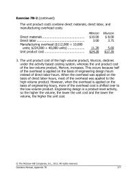 Chapter 7 Homework The unit product cost of the high-volume product