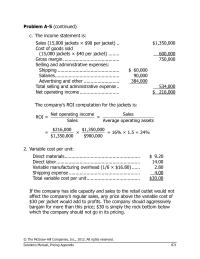 Appendix A Homework If the company has idle capacity and sales to the retail