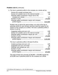 Chapter 11 Homework Variable Costs The Clock Division Excluding The