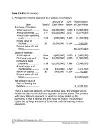Chapter 13 Homework Project Investment Working Capital Annual Net