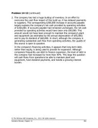 Chapter 14 Homework&nbsp;although the company is&nbsp;generating substantial cash flow