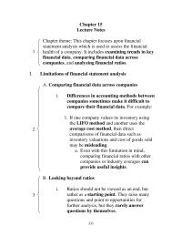 Chapter 15 Homework&nbsp;Reinforce the limitations of relying on&nbsp;financial statements