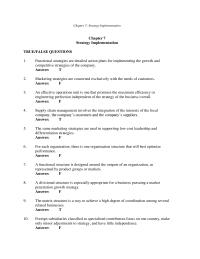 Chapter 7 1 Strategy Implementation true false Questions 1 functional Strategies