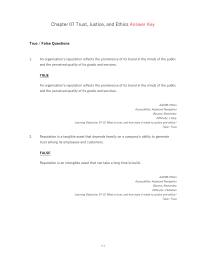 Chapter 7 1 An organization’s reputation reflects the prominence of its brand