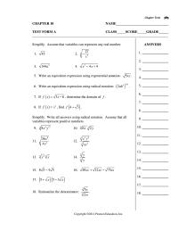 Chapter 10 Assume that variables can represent any real number