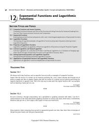 Chapter 12 Exponential Functions And Logarithmic Functions Applications Logarithmic