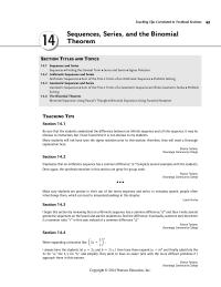 Chapter 14 Teaching Tips Correlated Textbook Sections Sequences Series