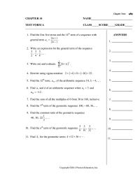 Chapter 14 Find And Arithmetic Sequence When And Find