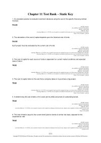 Economics Chapter 11 1 Each Project Should Judged Against The