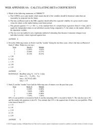 Economics Appendix N 1 Coefficients6 Given The Following Returns Stock And