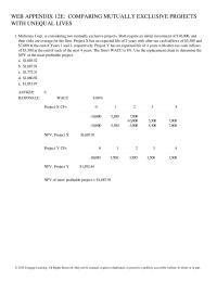 Economics Appendix N 1 Comparing Mutually Exclusive Projects With Unequal Lives2