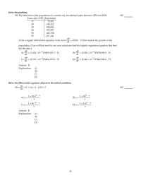 Chapter 10 2 The table shows the population of a certain city for selected