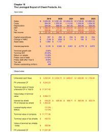 Finance Chapter 18 Homework Output Area Unlevered Cash Flows 325294 Unlevered