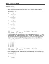 Chapter 10 1 Write a polar equation in r andand directrix