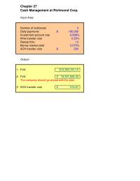 Finance Chapter 27 Homework Output Fva 1038510415 Fva 1039160836 The Company