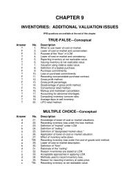 Chapter 9 1 Reason for reporting inventory at sales price