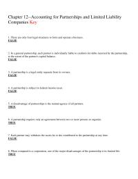 Chapter 12 1 Which The Following Characteristic General Partnership