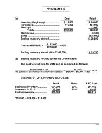 Chapter 9 Homework Since The Retail Method Based Estimated Cost