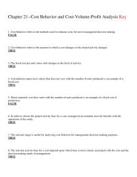 Chapter 21 1 Cost Behavior Refers The Manner Which