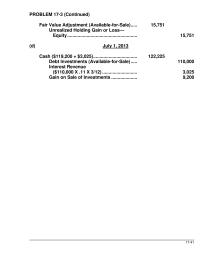 Chapter 17 Homework Balance Sheet December 31 2012 Long term Investments Equity