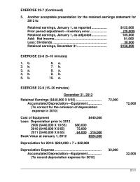 Chapter 22 Homework Computation of 2012 depreciation expense on the equipment