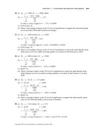 Chapter 7 Homework Hypothesis Test Results Population Mean 2118 Ha