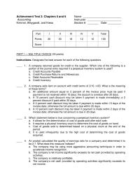 Achievement Test&nbsp;3 a company returned goods for credit to the supplier