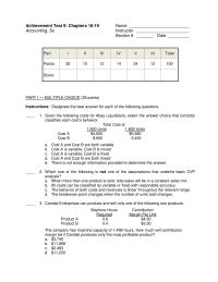 Achievement Test&nbsp;9 unit selling price&nbsp; ÷ $40 contribution margin per unit