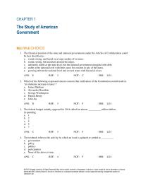 Chapter 1 The Study American government multiple Choice1 The Financial