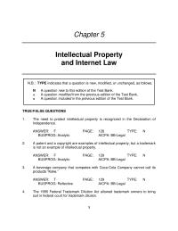 Business Law Chapter 5 Trademarks Are Protected From Use Noncompeting Goods