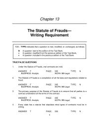 Business Law Chapter 13 The Statute Frauds Covers the Apartment Lease And