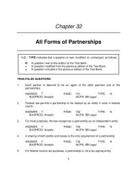 Business Law Chapter 32 In a general partnership, the acts of one partner in the ordinary course of