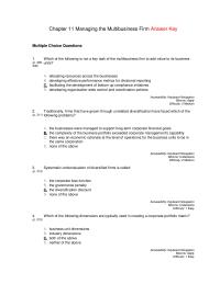 Chapter 11 Which of the following is not a key task of the multi business