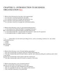 Chapter 31 Which The Following Best Describes Sole Proprietorship