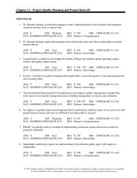Chapter 11 If necessary, the quality policy on a specific project