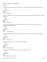 Mathematics Chapter 7 The LP Relaxation contains the objective function and constraints