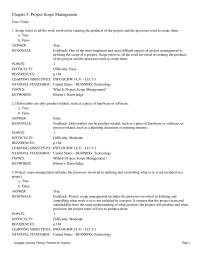 Chapter 5 Project scope statements should include at least a product